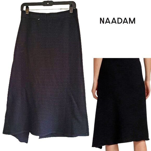 NAADAM NEW Asymmetrical Silk/Cashmere Rib Slit Midi Knit Skirt M - Picture 7 of 12